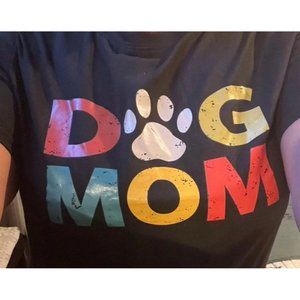 Dog Mom Paw Lovers Pet Animal Owner Womens Black Graphic T-Shirt Graphic -Short